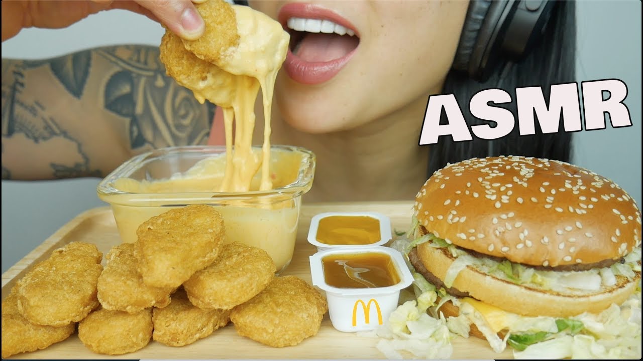 ASMR McDonalds CHICKEN NUGGETS + BIG MAC BURGER + CHEESE ...