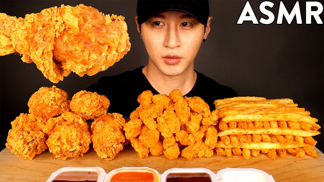 ASMR SPICY FRIED CHICKEN FRIED SHRIMP FRIES MUBANG No Talking EATING SOUNDS Zach Choi