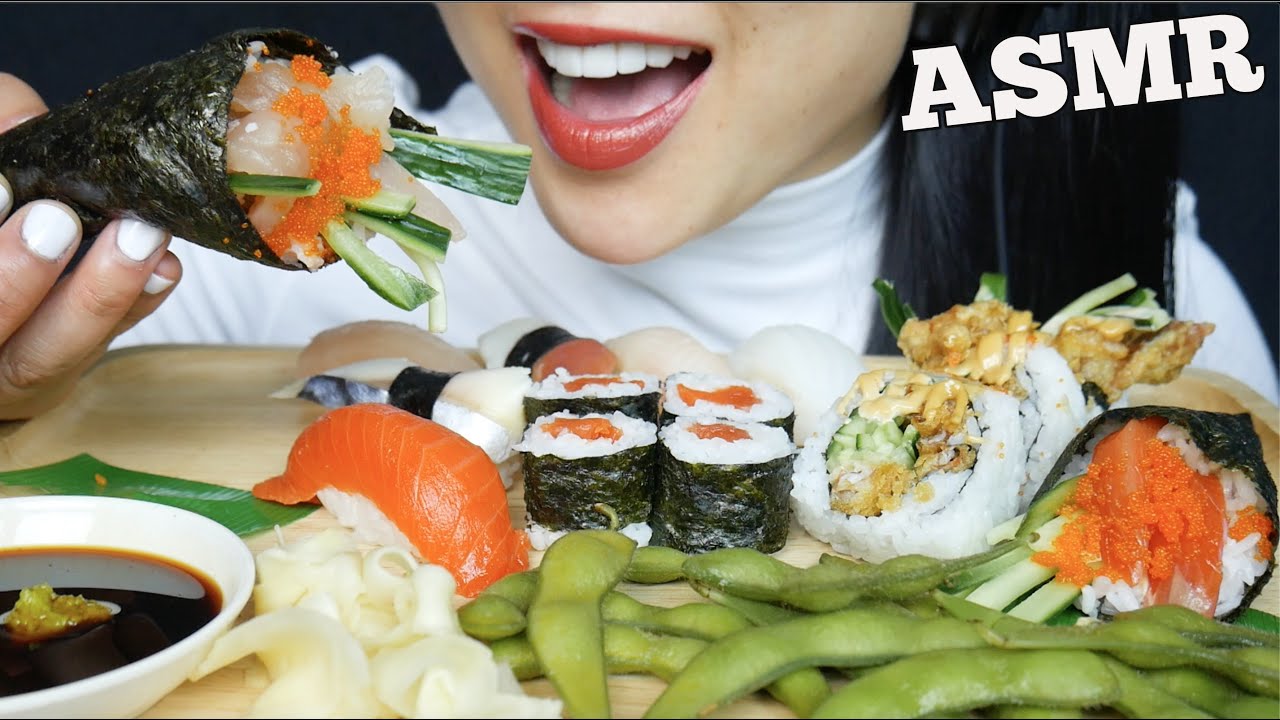 ASMR SUSHI PLATTER (EATING SOUNDS) NO TALKING SASASMR