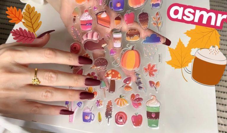 ASMR * Tapping & Scratching on FALL 🍁Bubble Stickers! * Whispered * ASMRVilla